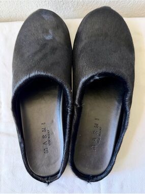 Marni Black Haircalf Slip-On Flats